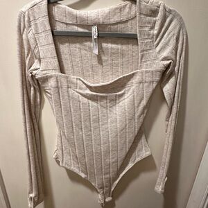 Free People Square Neck Longsleeve Bodysuit